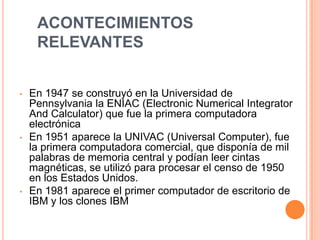 Es la época del nacimiento de los computadores personales o PC. y de los dispositivos externos de apoyo.CUARTA  GENERACIÓN.