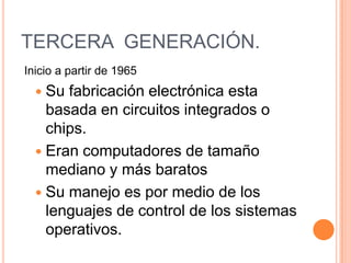 La unidad de procesamiento utilizaba tarjetas perforadas.PRIMERA GENERACIÓN.