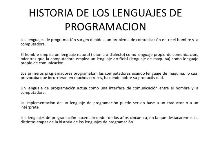 Resultado de imagen para Historia d ela programacion o