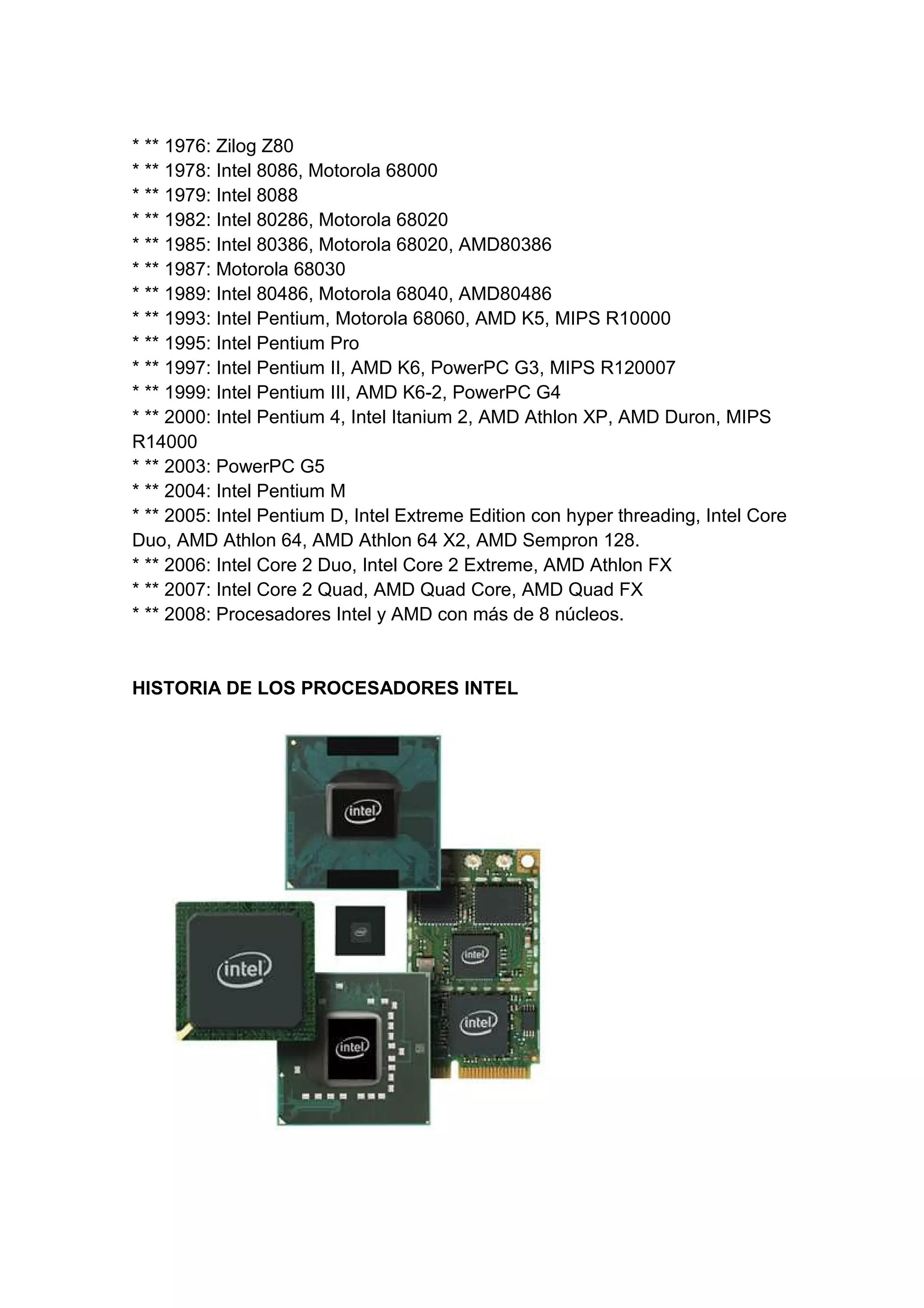 Historia de los procesadores intel | PDF