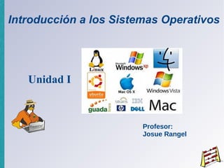 Introducción a los Sistemas Operativos




   Unidad I



                        Profesor:
                        Josue Rangel
 