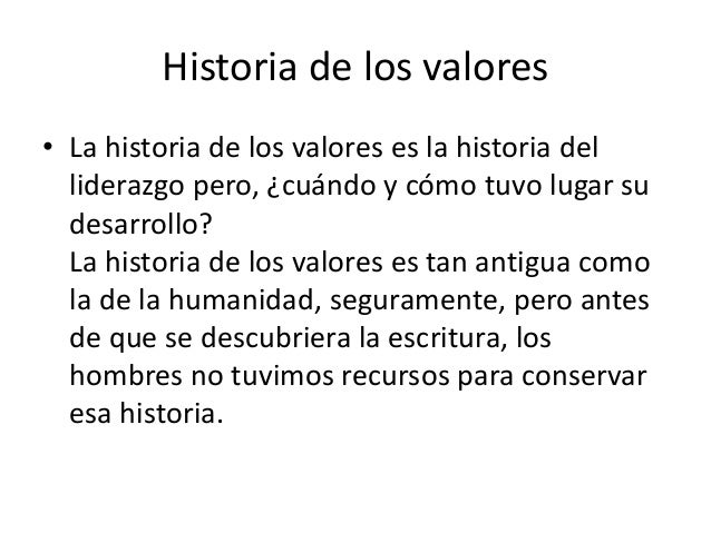 Historia de los valores