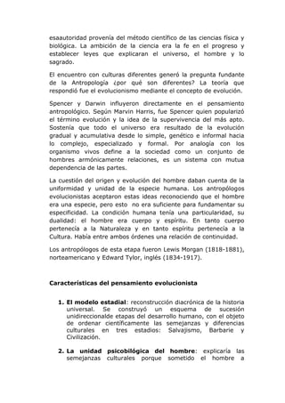 Historia del pensamiento antropológico