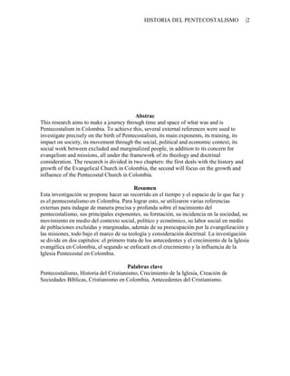 Historia del pentecostalismo gilma vargas | PDF