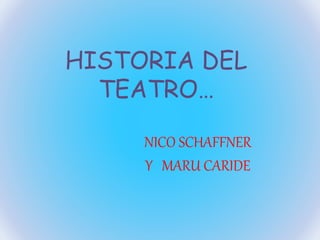 HISTORIA DEL 
TEATRO… 
NICO SCHAFFNER 
Y MARU CARIDE 
 