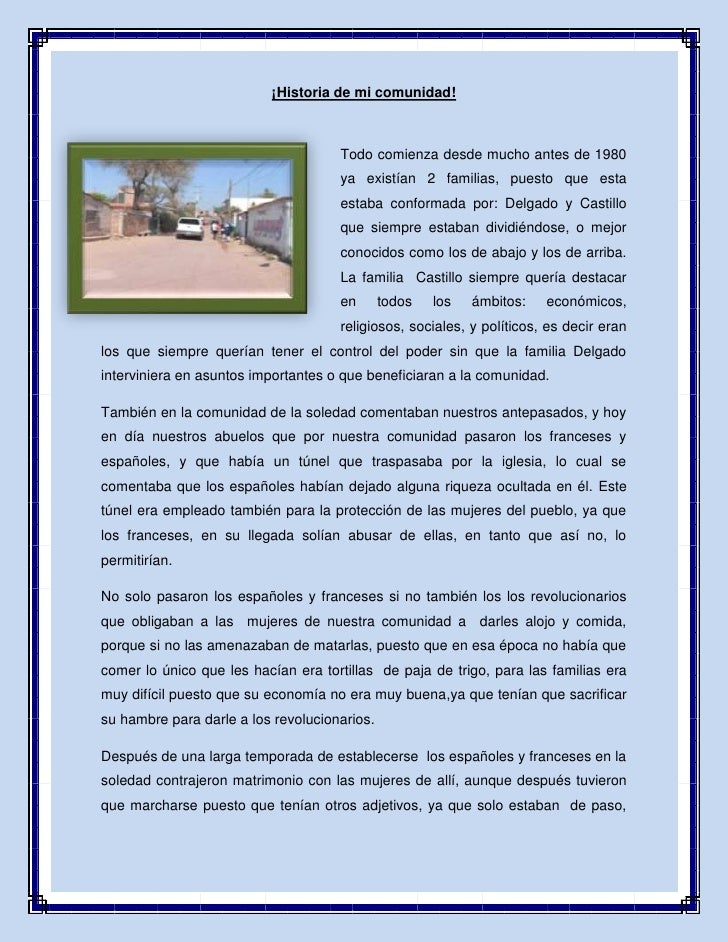 Historia de mi comunidad
