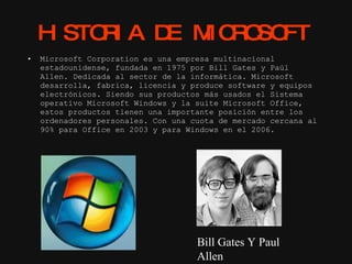 HISTORIA DE MICROSOFT ,[object Object],Bill Gates Y Paul Allen 