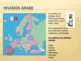 Cartagineses 660 a. d. CLos soldados del Imperio romano llegan a la península Ibérica a partir del siglo III a. de C. éstos imponen el latín como lengua. De tal forma se distingue un latín culto y uno vulgar.ÍberosTartesiosVascosCeltas