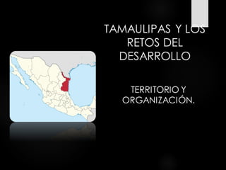 TAMAULIPAS Y LOS
RETOS DEL
DESARROLLO
TERRITORIO Y
ORGANIZACIÓN.
 