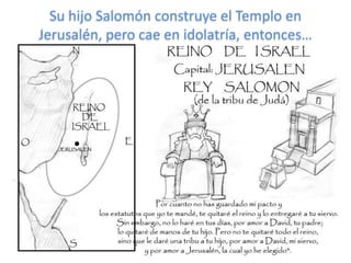 Su hijo Salomón construye el Templo en
Jerusalén, pero cae en idolatría, entonces…
 