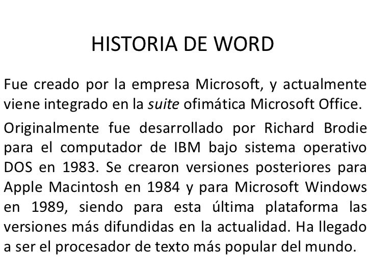 Historia de word