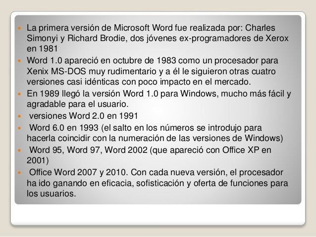 Resumen De La Historia De Word