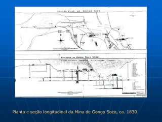Planta e seção longitudinal da Mina de Gongo Soco, ca. 1830
 
