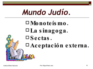 Mundo Judío. Monoteísmo. La sinagoga. Sectas. Aceptación externa. Instituto Bíblico Nacional Prof. Miguel Neira Jara 