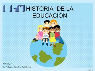 HISTORIA DE LA
EDUCACIÓN
Elaborado por:
Lic. Pedagogía. Iliana Araceli Ortiz Ortiz
 