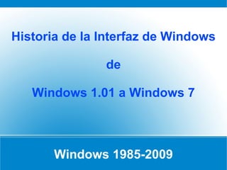 Windows 1985-2009 Historia de la Interfaz de Windows  de Windows 1.01 a Windows 7 