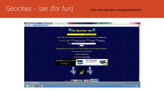 Geocities - izer (for fun) http://wonder-tonic.com/geocitiesizer/ 
 