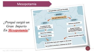 5
¿Porqué surgió un
Gran Imperio
En Mesopotamia?
Mesopotamia
Mg. LUIS A. PARRA BENAVIDES
 