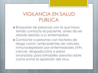 PREVENCION SECUNDARIADETECCION: Realizar interrogatorio en el momento de la consulta, sobre padecimiento de cualquier tipo de cáncer, VIH, si se aplico la vacuna contra la varicela, a que edad padeció la varicela, entre otros.DIAGNOSTICO: Herpes Zoster confirmado, a través de examen físico y citodiagnóstico.TRATAMIENTO: Según los protocolos establecidos en las normas técnica y administrativas de atención.