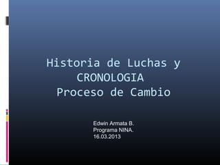 Historia de Luchas y
CRONOLOGIA
Proceso de Cambio
Edwin Armata B.
Programa NINA.
16.03.2013
 