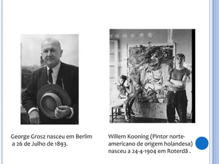 preferência pelo patético, trágico e sombrio. O artista vê não apenas o drama do homem, mas também da sociedade. “O Grito” “ O Grito” é uma obra expressionista, encontra-se na página 62, documento 1. (abram o livro pf).Análise da imagem : Esta é uma das obras mais importantes do movimento expressionista. No quadro há uma figura andrógina (não é possível afirmar se é homem ou mulher), num momento de desespero e angústia. Ao fundo, pode-se observar a doca de Oslofjord, (Oslo, Noruega) durante o pôr-do-sol