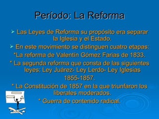 Período: La Reforma ,[object Object],[object Object],[object Object],[object Object],[object Object],[object Object],[object Object]