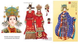 Vestido de boda tradicional
y ornamentos de la Novia
 