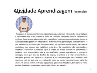 10
Atividade Aprendizagem (exemplo)
 