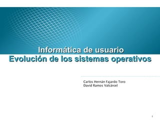 [object Object],Carlos Hernán Fajardo Toro David Ramos Valcárcel Evolución de los sistemas operativos 