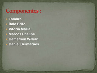 TamaraÍtalo BritoVitória MariaMarcos PhelipeDemerson WillianDaniel GuimarãesComponentes :