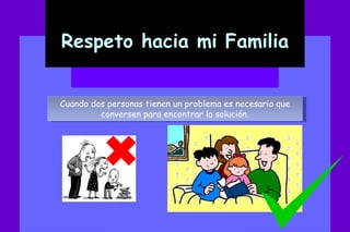 Respeto hacia mi Familia Cuando dos personas tienen un problema es necesario que conversen para encontrar la solución.