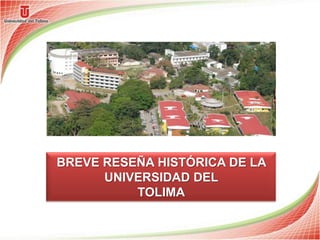 BREVE RESEÑA HISTÓRICA DE LA
UNIVERSIDAD DEL
TOLIMA

 