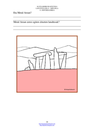 ALTZA HERRI IKASTETXEA
                     LAGUNTZA GELA – HIPI GELA
                         13. HISTORIAURREA
Eta Metal Aroan?


Metal Aroan zerez egiten zituzten lanabesak?




                                     18
                        http://margarigela.blogspot.com
                          http://hipialtza.blogspot.com
 