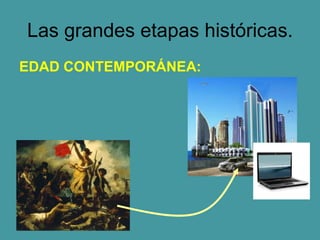 Las grandes etapas históricas.
EDAD CONTEMPORÁNEA:
 