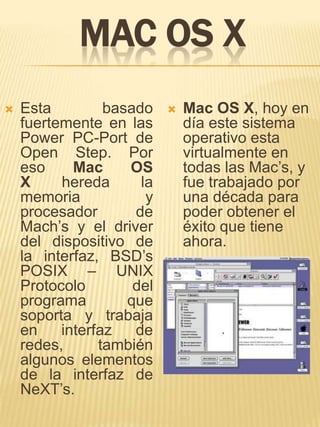 Historia y evolución del sistema operativo mac os | PPTX