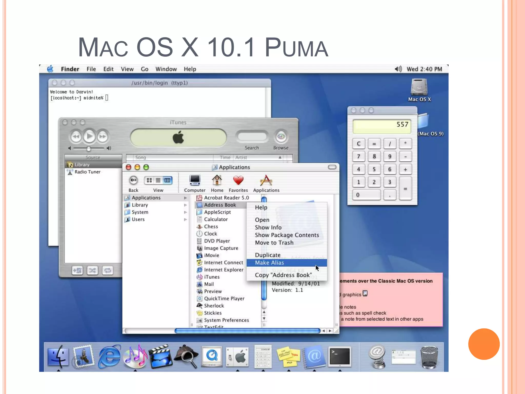 MAC OS X 10.1 PUMA
 