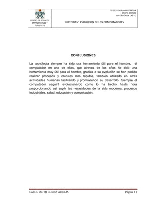 Historia y evolucion de los computadores