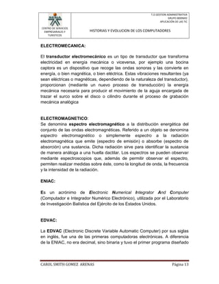 Historia y evolucion de los computadores