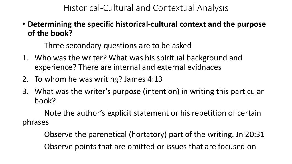 Historical cultural and contextual analysis