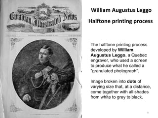 Frederick Archer 1851:
Wet Collodion
9
Archer improved photographic
resolution with Wet Collodion
photography
Less Expensive than
daguerreotypes
Negative/positive process
permitted unlimited
reproductions
Process was published but not
patented so he didn’t profitMathew Brady used the Wet-Collodion Process
 