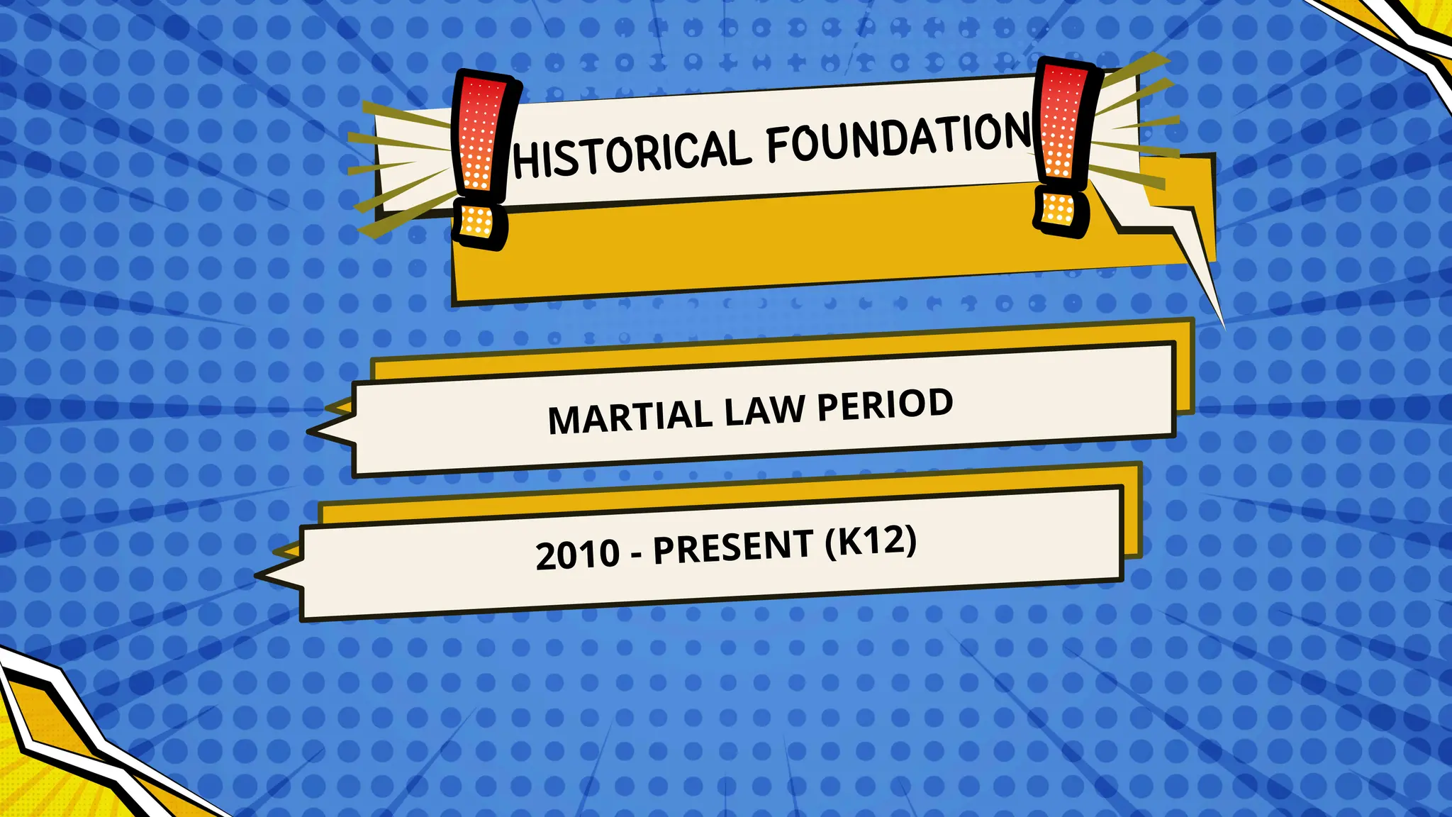 HISTORICAL FOUNDATION
MARTIAL LAW PERIOD
2010 - PRESENT (K12)
 