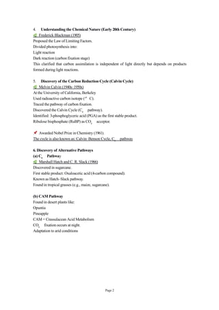 Historical Background of Carbon Assimilation | PDF