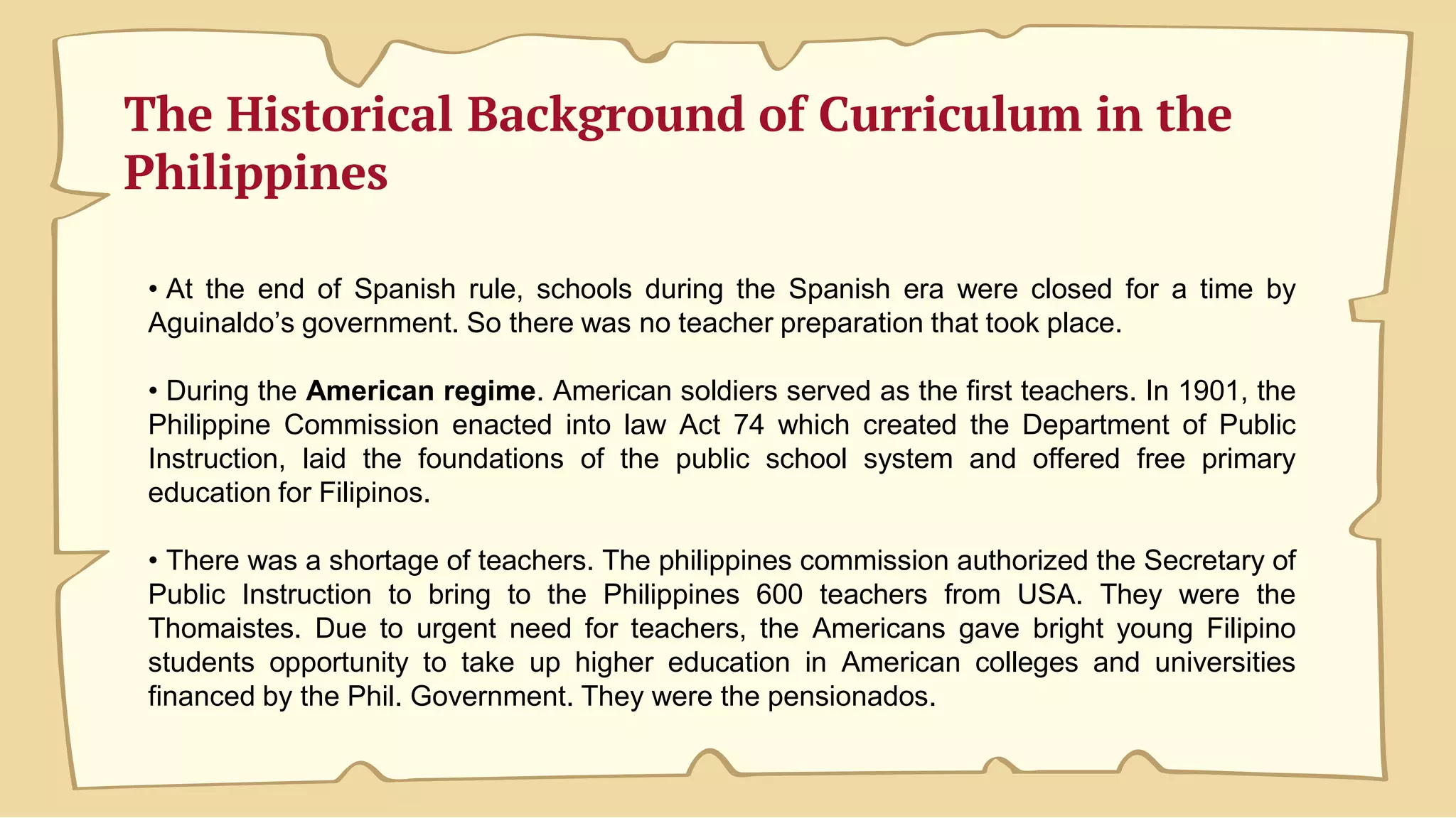 Historical background of curriculum in philippines | PPTX