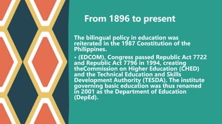 Historical background of curriculum in the philippines | PPTX
