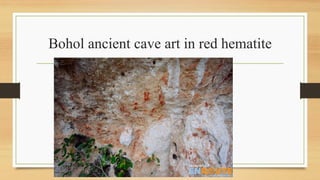 Bohol ancient cave art in red hematite
 