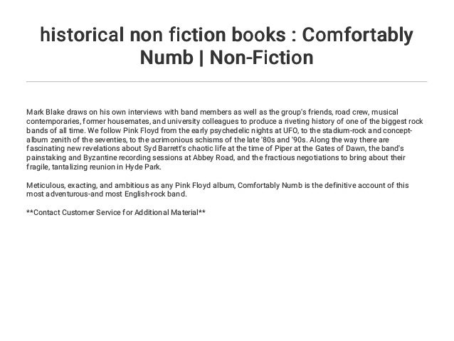 Historical Non Fiction Books Comfortably Numb Non Fiction
