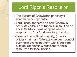 Historical perspective of panchayats west bengal | PPTX