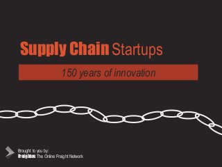 Supply Chain Startups
150 years of innovation
Brought to you by:
Freightos The Online Freight Network
 