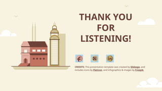 CREDITS: This presentation template was created by Slidesgo, and
includes icons by Flaticon, and infographics & images by Freepik
THANK YOU
FOR
LISTENING!
 