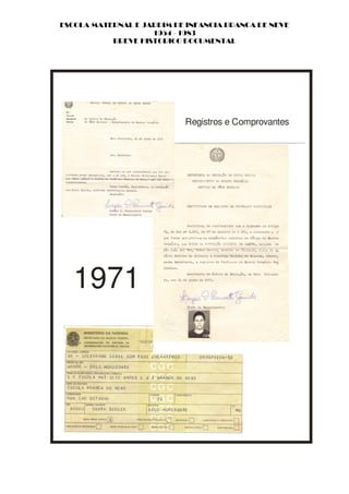 ESCOLA MATERNAL E JARDIM DE INFANCIA BRANCA DE NEVE
                    1954 - 1983
           BREVE HISTORICO DOCUMENTAL




                           Registros e Comprovantes




   1971
 